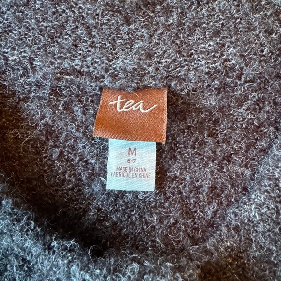 TEA COLLECTION Button Up Cape Shawl Girls 6-7  M Cozy Gray Boucle Poncho Grey - Picture 4 of 5